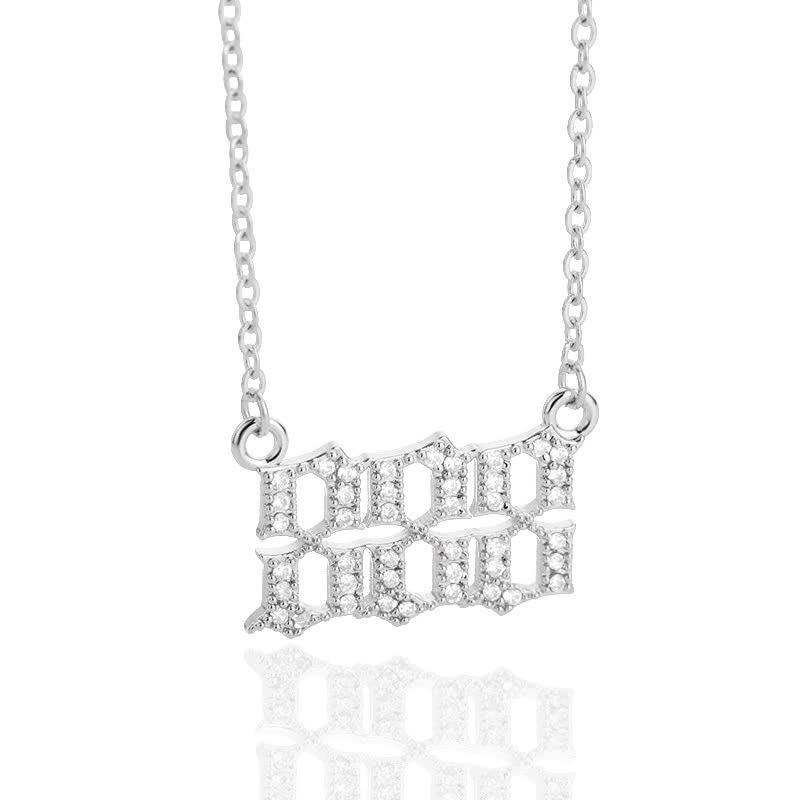 Olivenorma Zircon Angel Number Necklace - Silver - 888 - image 24