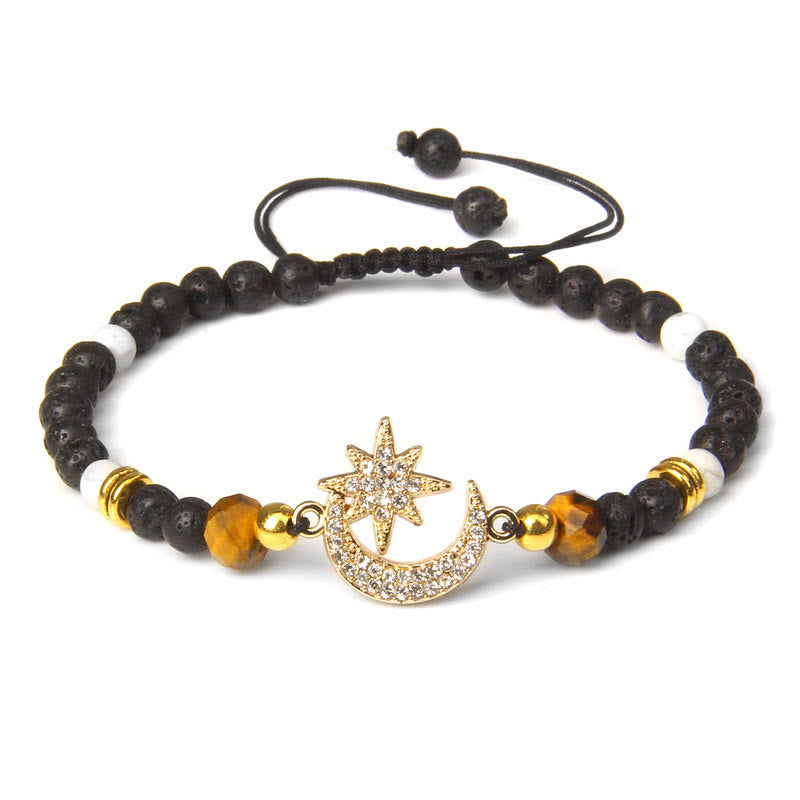Olivenorma "Moon And Starlight" Gemstone Moon & Star Bracelet - Lava Stone - image 10