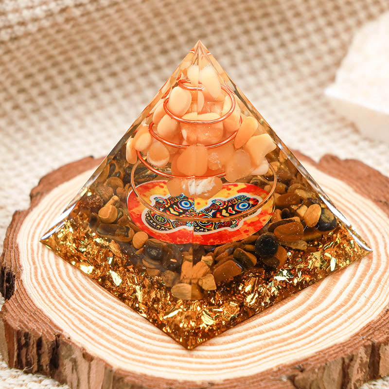 Olivenorma Sun Stone With Tiger Eye Hamsa Orgone Pyramid - image 1