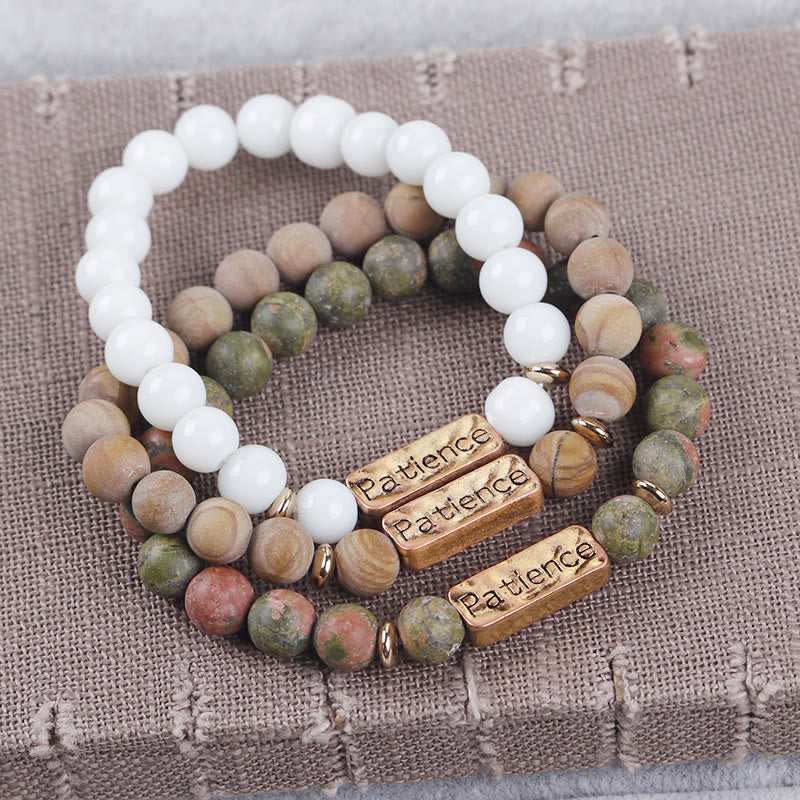 Olivenorma Natural Gemstone Mom Patience Engraving Bracelet - image 28