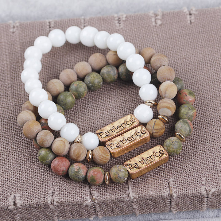 Olivenorma Natural Gemstone Mom Patience Engraving Bracelet - image 28