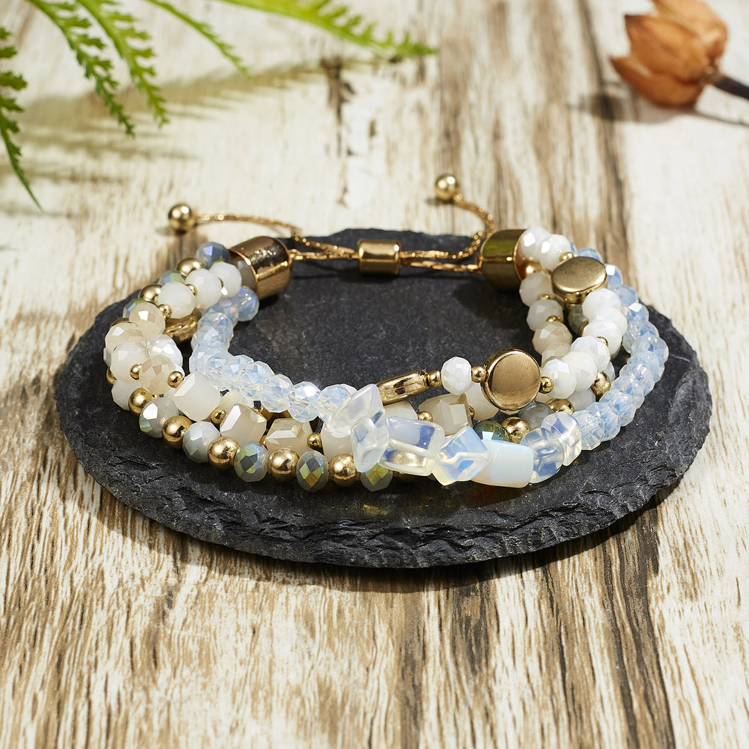 Olivenorma Colorful Natural Crystal Winding Multilayer Adjustable Bracelet  - Clear Crystal - image 6