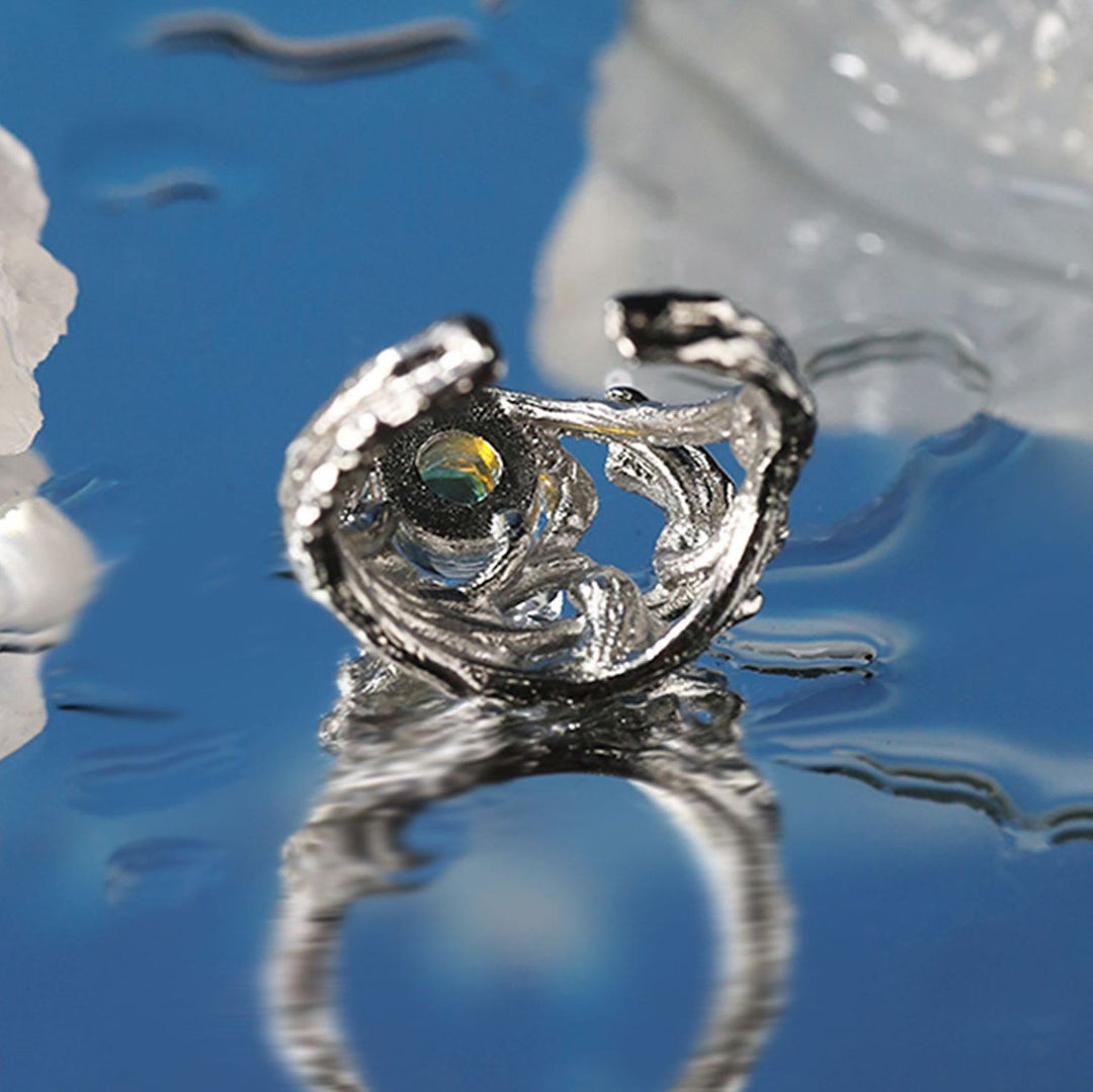 Olivenorma Irregular Branch Pattern Moonstone Ring - image 8