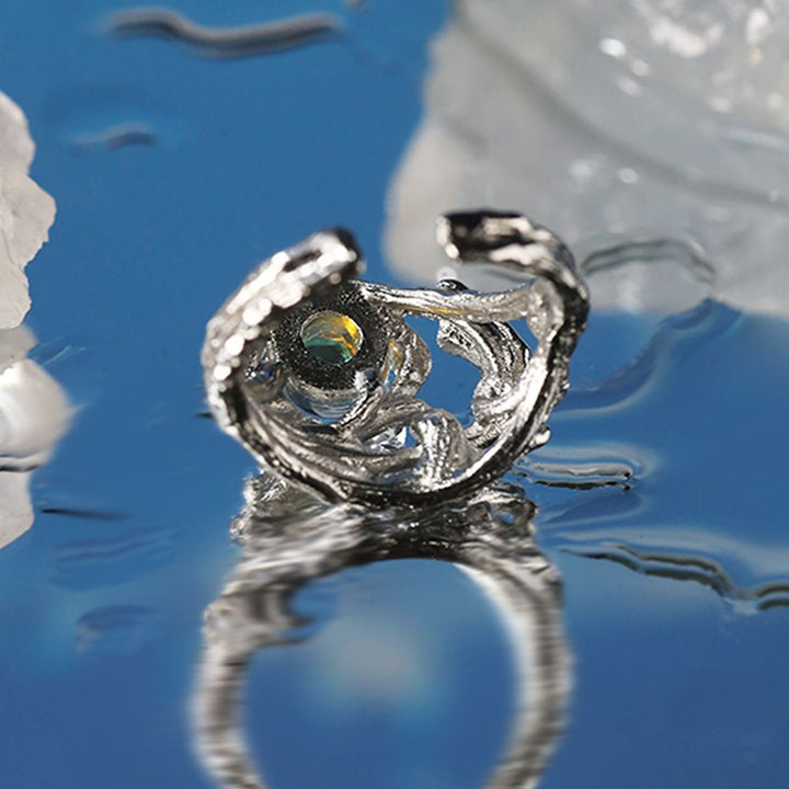Olivenorma Irregular Branch Pattern Moonstone Ring - image 8