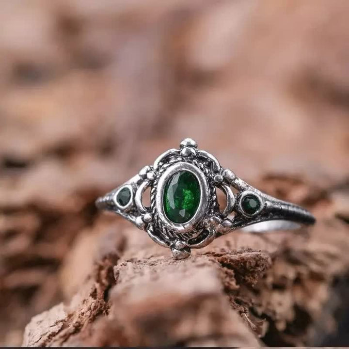 Olivenorma Natural Oval Emerald Engraved Ring - image 3