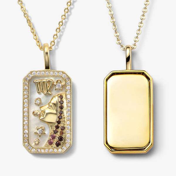 Olivenorma White Zircon 12 Zodiac Engraved Nameplate Necklace - Virgo - image 7