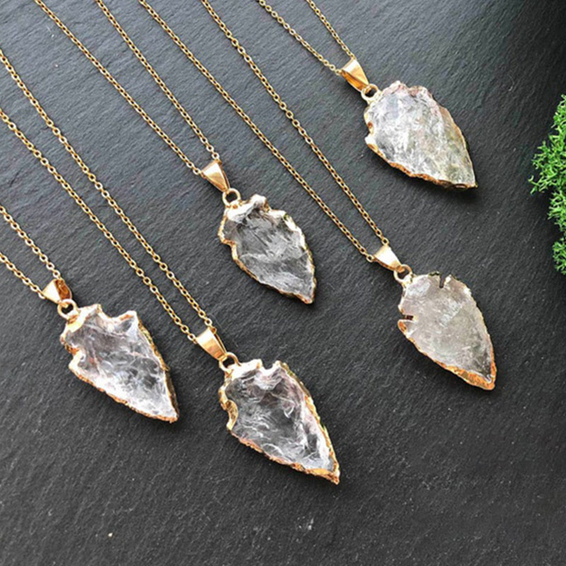 Olivenorma Natural Crystal Carnelian Arrowhead Necklace - Clear Quartz - image 12