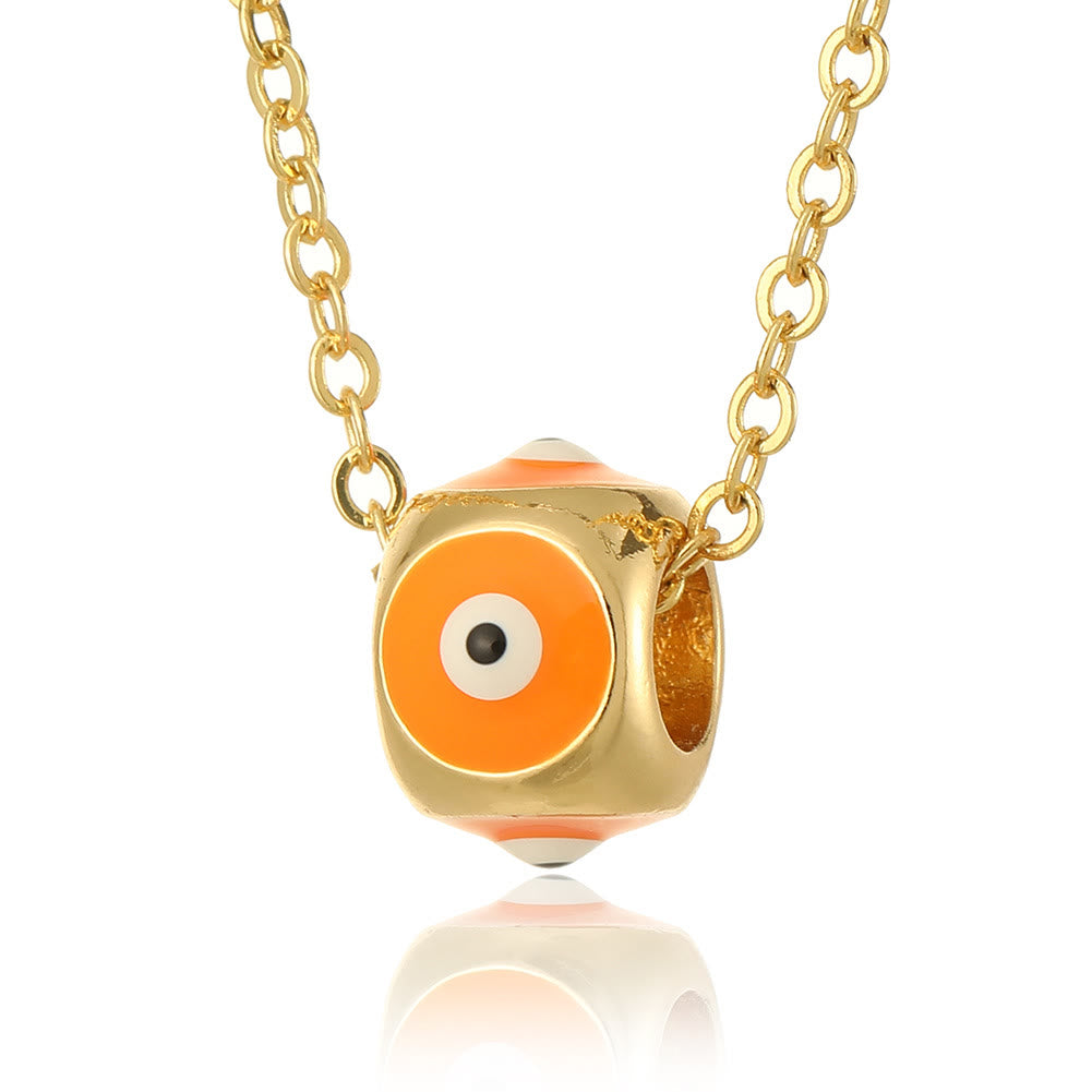 Olivenorma Oil Dripping Round Evil Eye Pendant Necklace - Orange - image 8