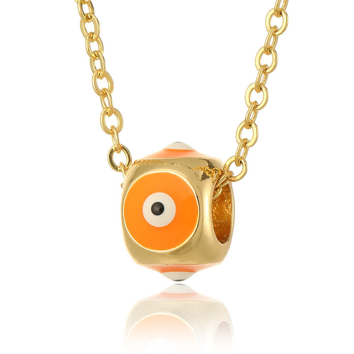 Olivenorma Oil Dripping Round Evil Eye Pendant Necklace - Orange - image 8