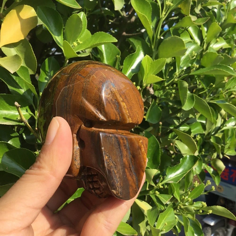Olivenorma Tiger Eye Stone Crystal Skull Decoration - image 2