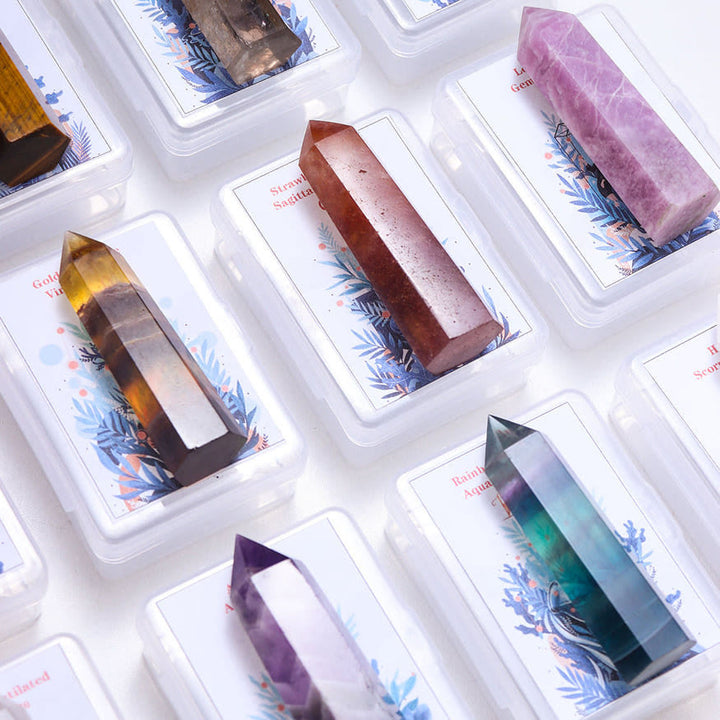 Olivenorma Natural Crystal Wands Pillar Twelve Constellation Set Ornament - image 0