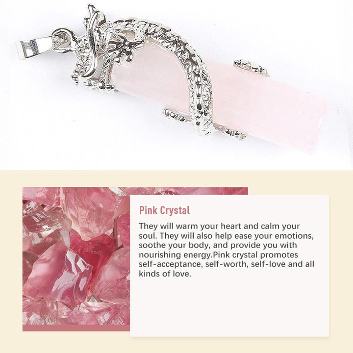 Olivenorma Crystal Natural Stone Exquisite Pendant - Pink Crystal - image 3