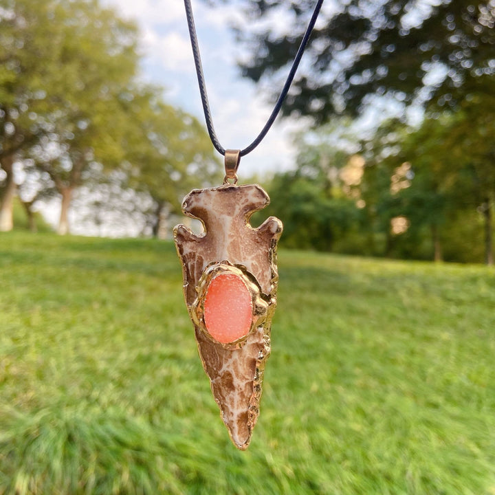 Olivenorma Natural Crystal Anchor Arrow Shield Necklace - Carnelian - image 4
