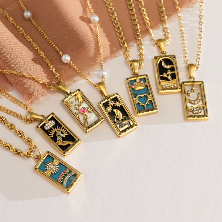 Olivenorma "Sun Lovers Star Moon" Tarot Cards Sign Necklace - image 0
