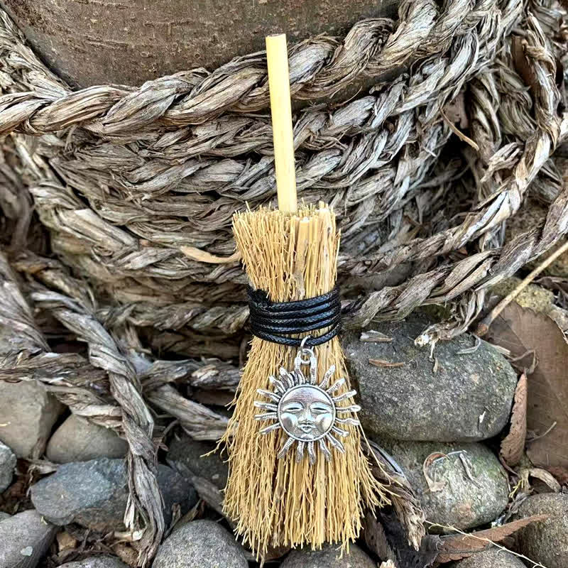 Olivenorma Handmade Mini Broom Crystal Ornamet - Sun Face & Silver - image 27