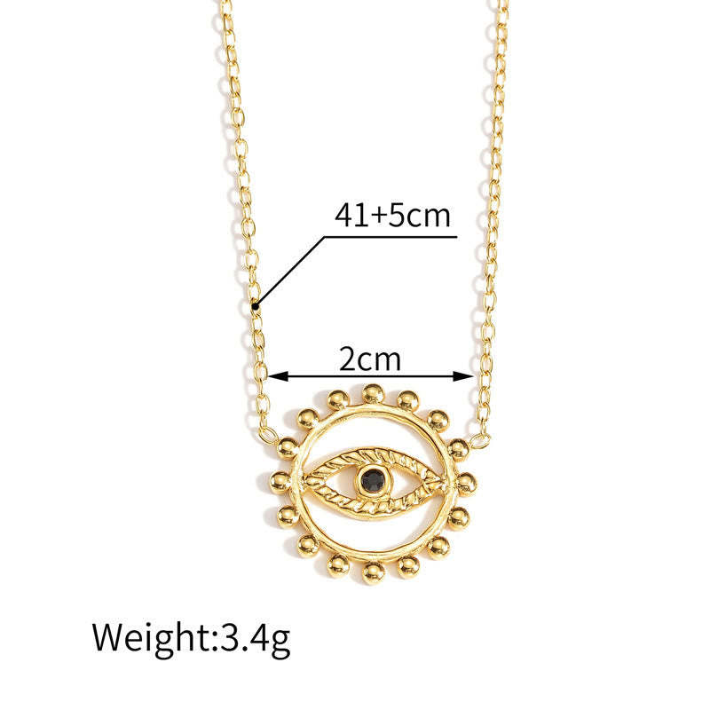 Olivenorma Hollow Round Evil Eye 18K Gold Plated Stainless Steel Necklace - image 3