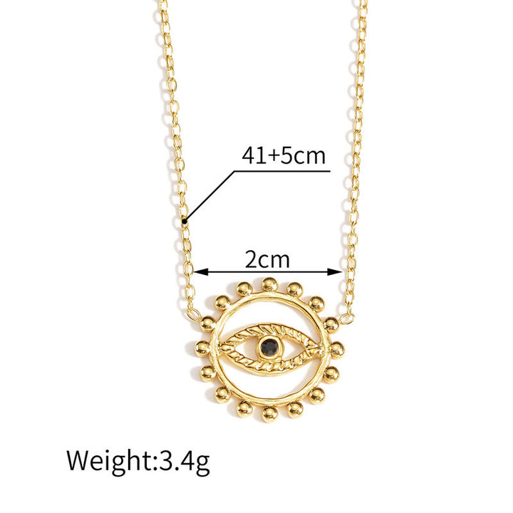 Olivenorma Hollow Round Evil Eye 18K Gold Plated Stainless Steel Necklace - image 3