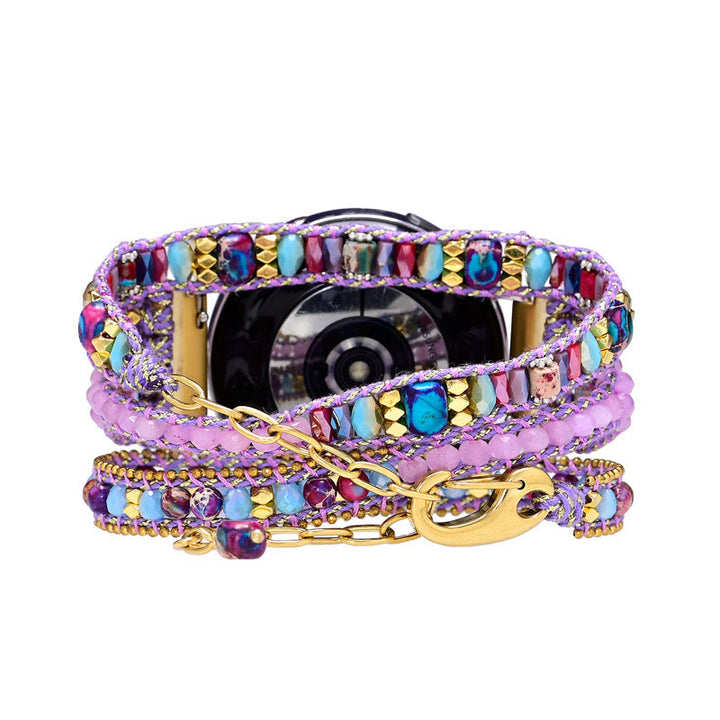 Olivenorma Crystal Beaded Purple Braided Samsung Strap Bracelet - image 3