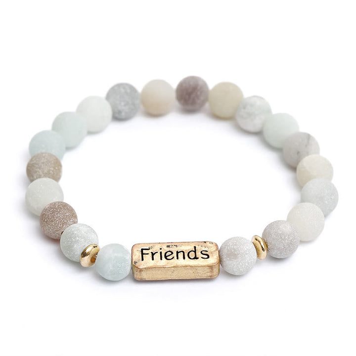 Olivenorma Natural Gemstone Friends Engraving Bracelet - White Agate - image 9