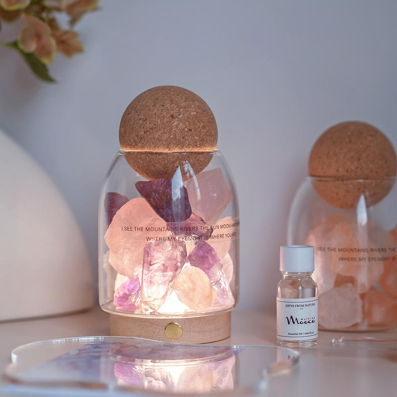 Olivenorma Diffuser Flameless Essential Oil Crystal Aromatherapy Lamp - Amethyst&Clear Crystal - Lavender (Soothes the Spirit) - image 6