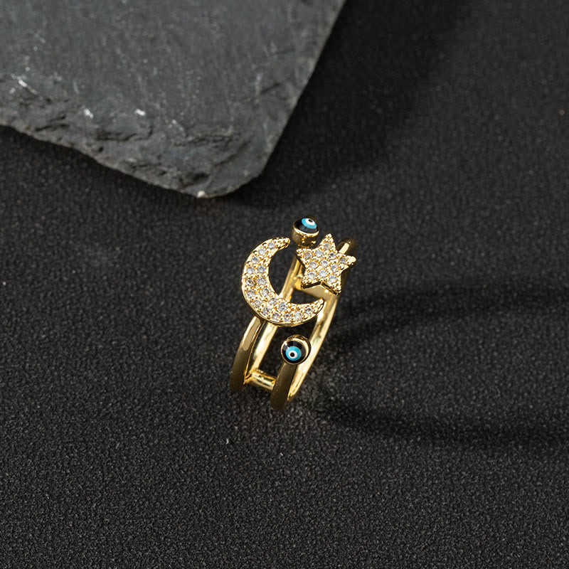 Olivenorma White Zircon Ring Evil Eye Adjustable Ring - Evil Eye & Moon Stars - image 15