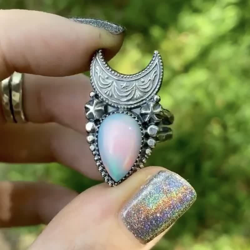 Olivenorma Vintage Moonstone Water Drop And Moon Necklace - image 7