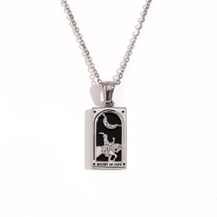 Olivenorma Stainless Steel 18k Gold Plated Tarot Card Necklace - KNIGHT OF CUPS - Silver - image 6