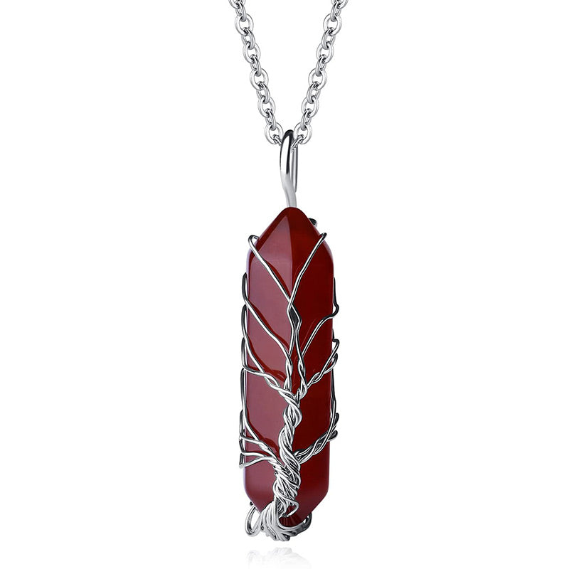 Olivenorma Crystal With Tree Of Life Gemstone Necklace - Red Agate - image 25