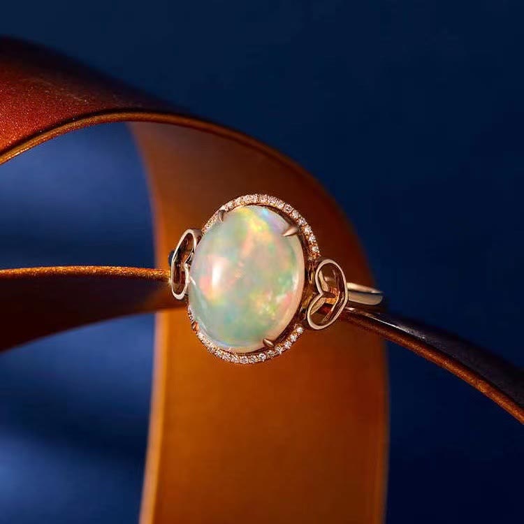 Olivenorma Big Opal Side Love Design Adjustable Ring - image 3