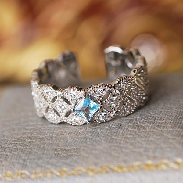 Olivenorma "Sea Blue" Retro Blue Topaz Ring - image 3