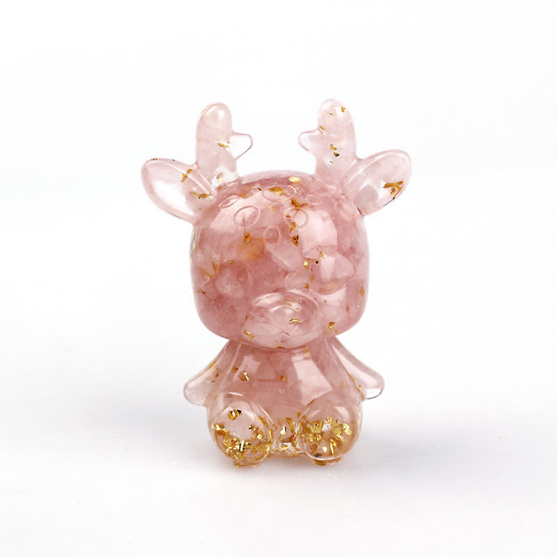 Olivenorma Crystal Litter Elk Gemstone Decoration - Rose Quartz - image 1