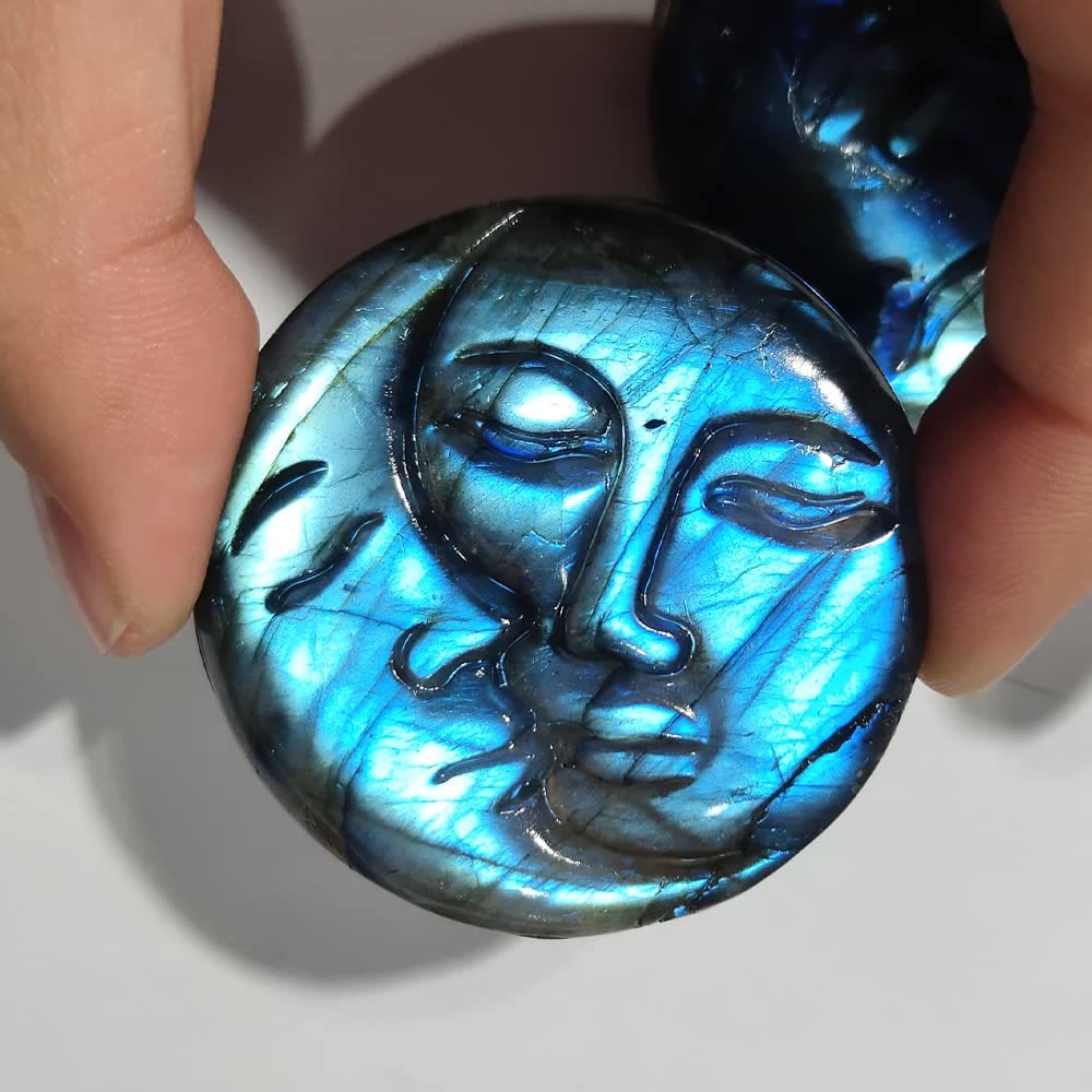 Olivenorma Natural Labradorite Moon Face Ornaments Gemstone Decoration - image 1