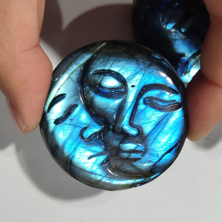 Olivenorma Natural Labradorite Moon Face Ornaments Gemstone Decoration - image 1