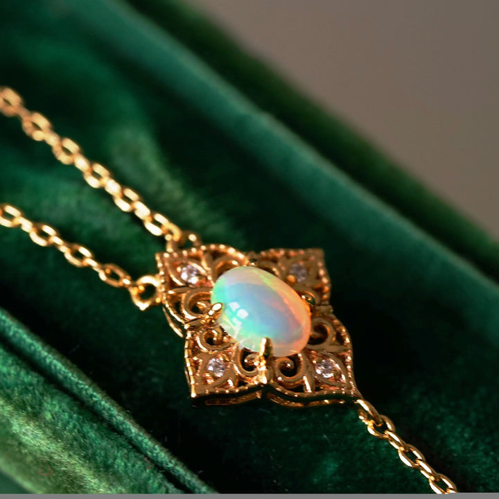 Olivenorma Vintage Petals Opal 14k Gold Necklace - image 9