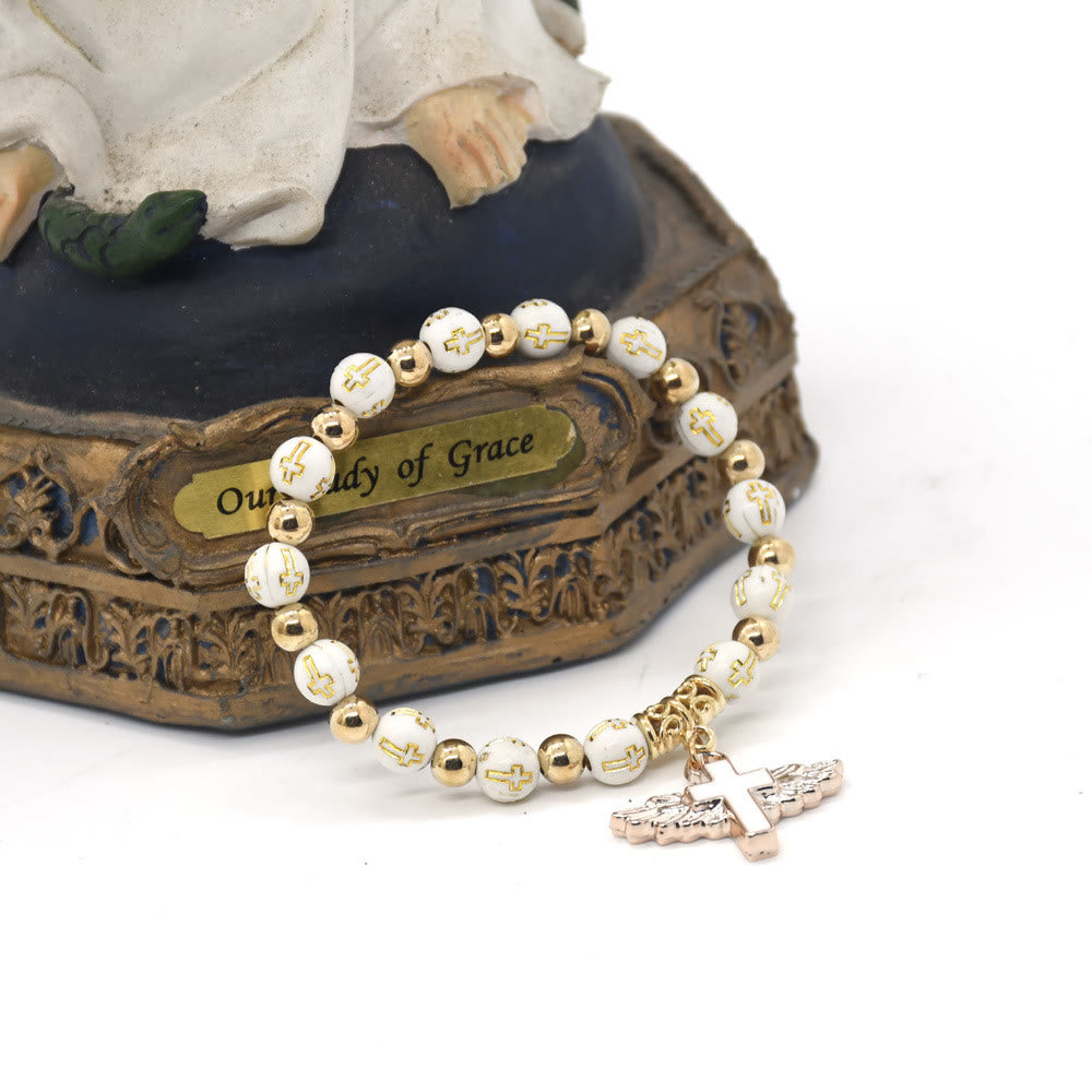 Olivenorma White Jade Cross Beaded Bracelet - White#1 - image 0