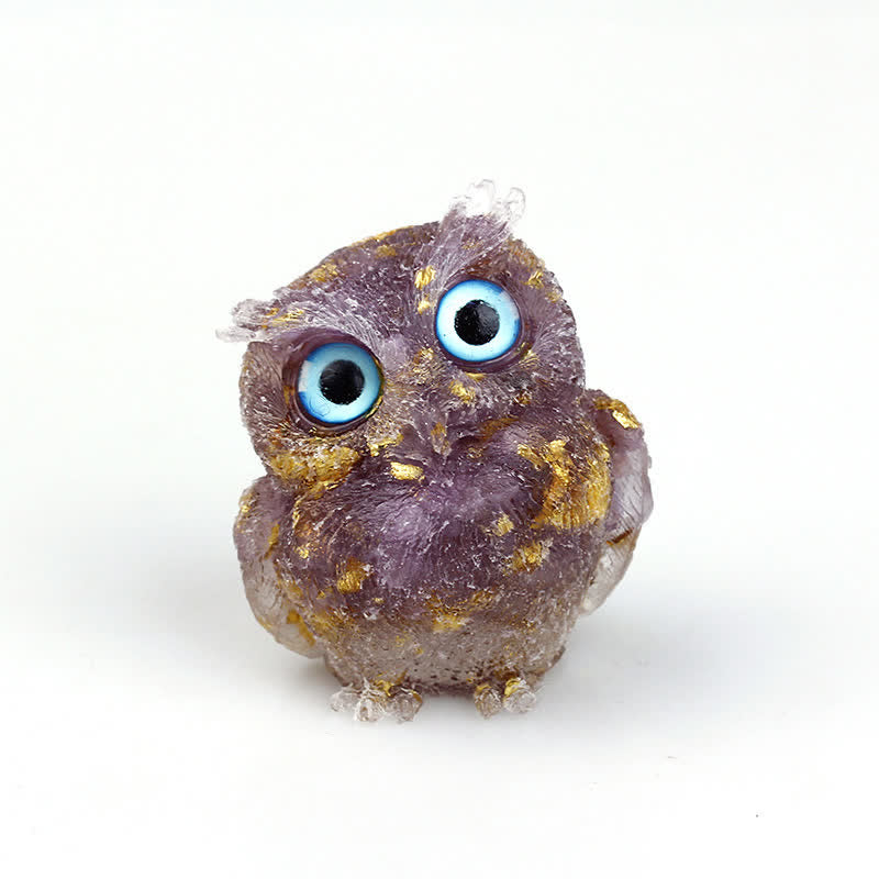 Olivenorma Natural Crystal Owl Gemstone Decoration - Amethyst+Foil - 2.28''(L) * 1.89''(W) * 1.53''(H) - image 46