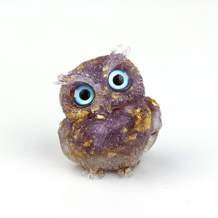 Olivenorma Natural Crystal Owl Gemstone Decoration - Amethyst+Foil - 2.28''(L) * 1.89''(W) * 1.53''(H) - image 46