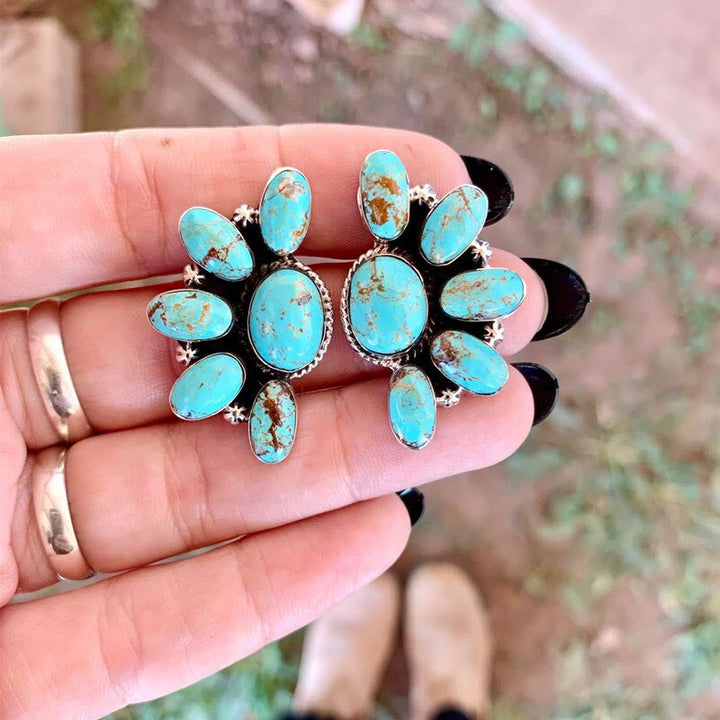 Olivenorma Vintage Bohemia Style Natural Stones Turquoise Earrings - Turquoise - image 0