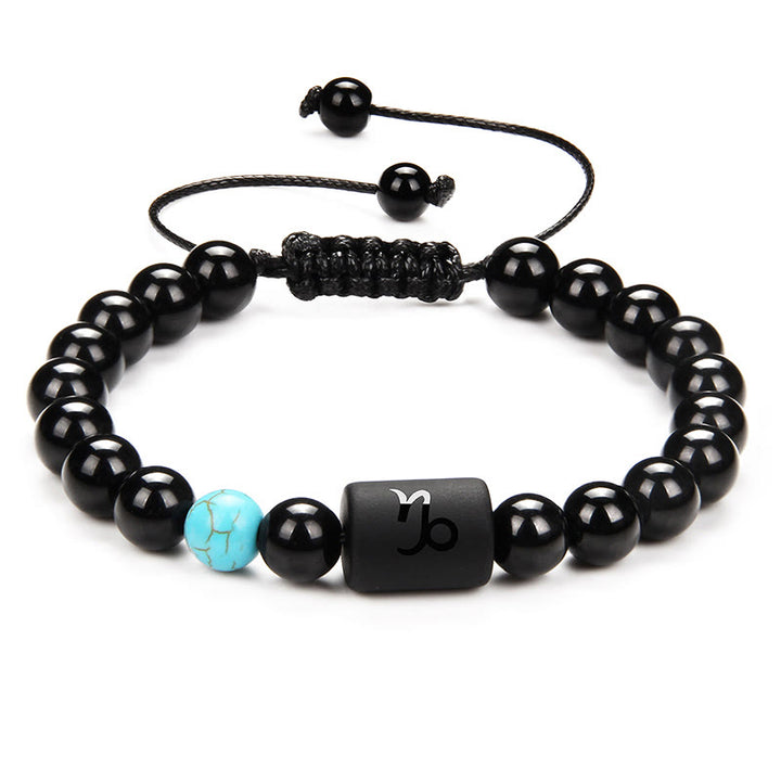 Olivenorma Natural Black Onyx Zodiac Men Woven Bracelet - Turquoise&Black Onyx - image 20