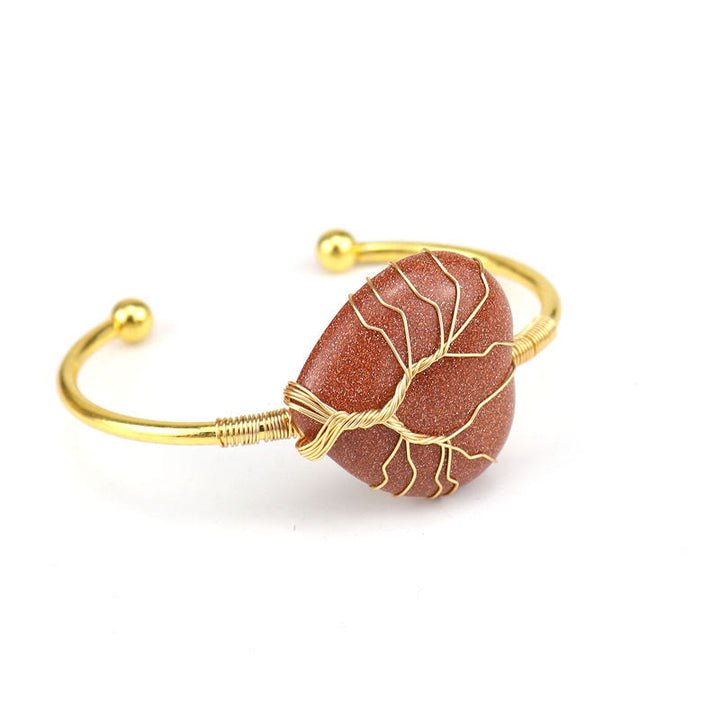 Olivenorma Gold Copper Wire Wrapped Natural Heart Shape Crystal Bracelet - Sandstone - image 19