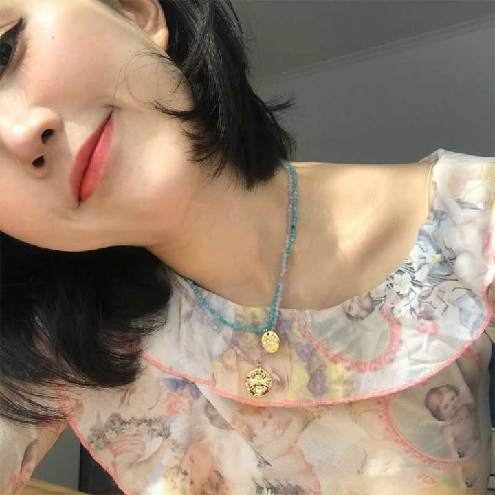 Olivenorma Natural Crystal Metal Plate Pendant Necklace - image 15