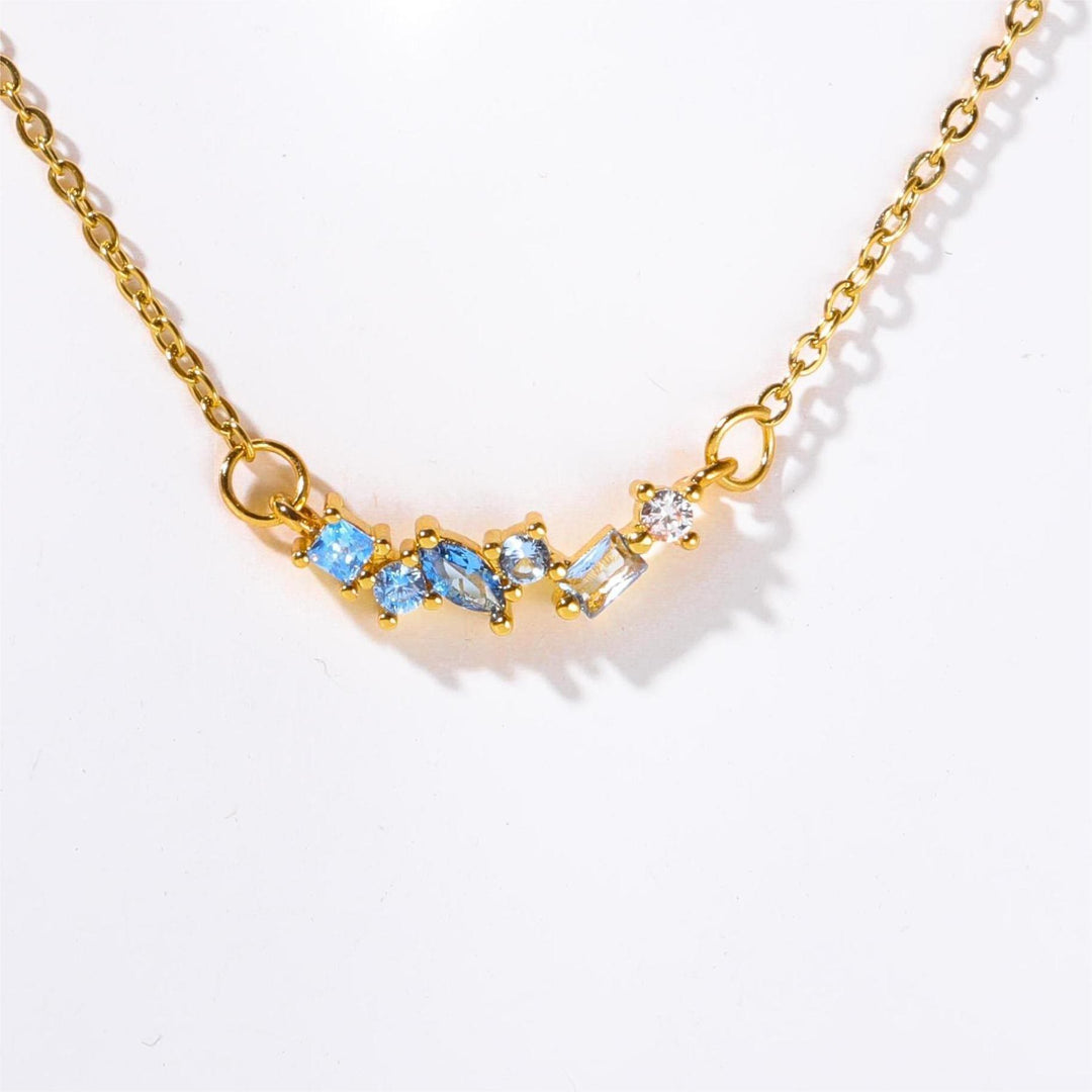 Olivenorma Multiple Birthstone Beaded Pendant Copper Plated Gold Necklace - September & Sapphire - image 15