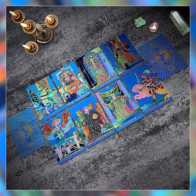 Olivenorma Green Blue Moon Gold Foil Tarot Cards - image 9