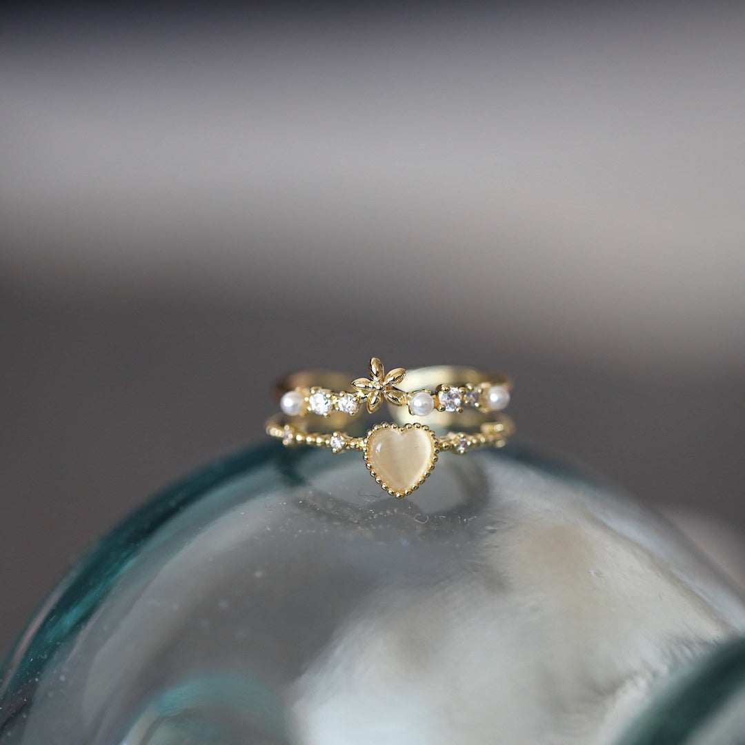 Olivenorma Cat's Eye Stone White Zircon Adjustable Ring - image 9