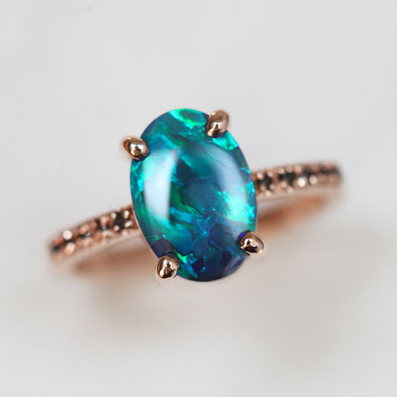 Olivenorma Sapphire With Opal 3 - Piece Ring Set - image 10