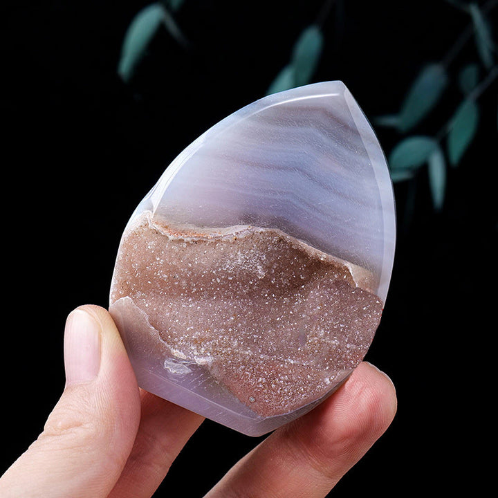 Olivenorma Natural Crystal Flame Shaped Ornaments Gemstone Decoration - Agate Geode - Approx 100-150g - image 7