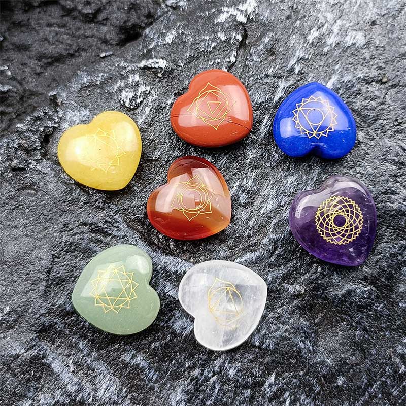 7 Chakra Stones Heart-shaped Crystal Set - image 4