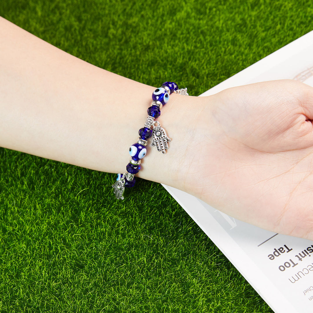 Olivenorma Evil Eye Hamsa Pendant Epoxy Zircon Bracelet - image 7