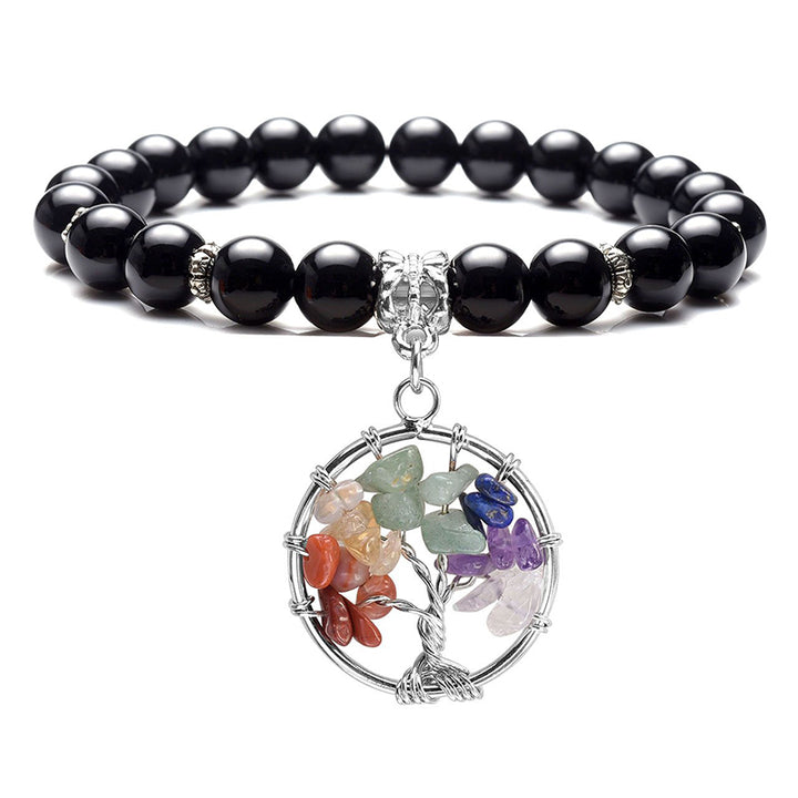 Chakra Tree Of Life Amethyst Bracelet - Obsidian - image 27