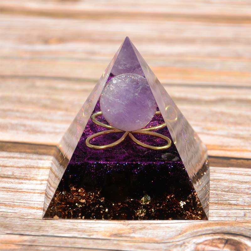 Amethyst Sphere with Obsidian Orgone Pyramid - image 5